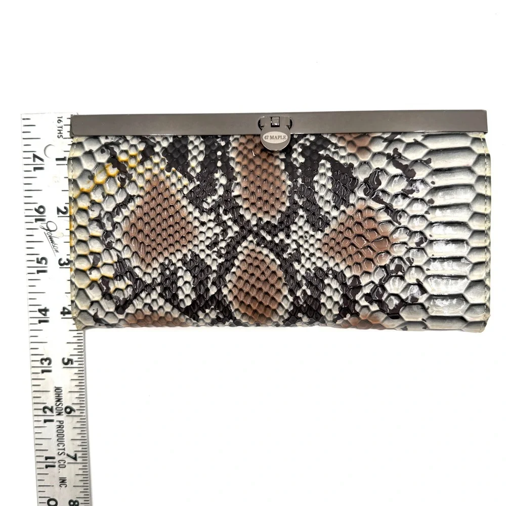 47 Maple Snakeskin Clutch with Metal Trim
